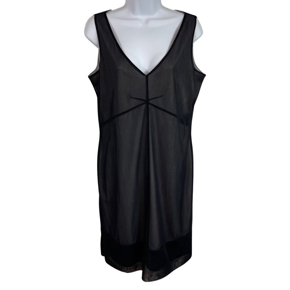 Y2K 90’s Express Vintage Slip Sheath Dress 11/12 Black Gray